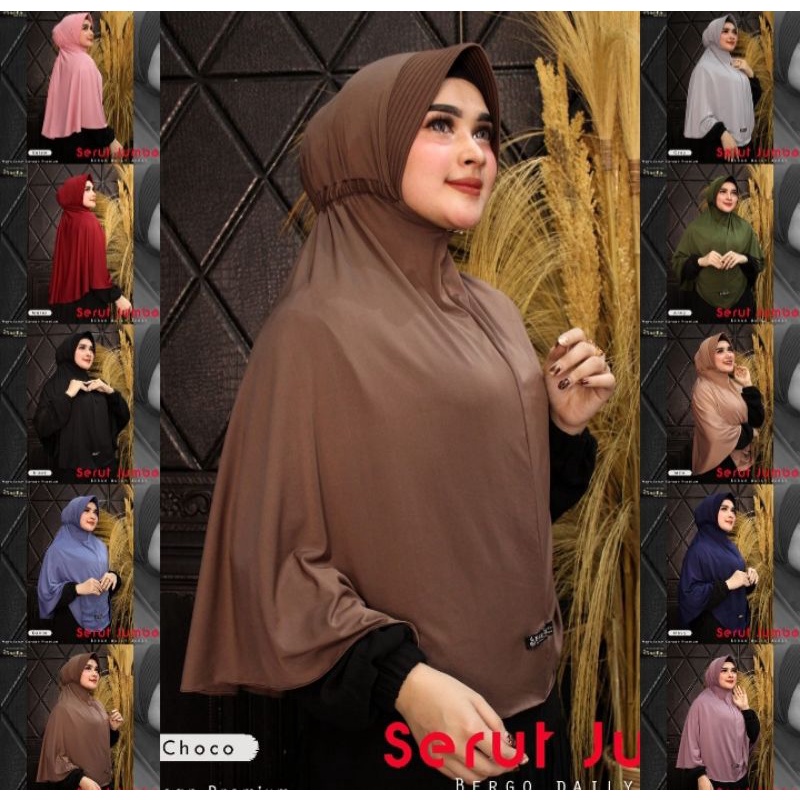 Hijab Bergo instan serut jumbo ORI Nazilla