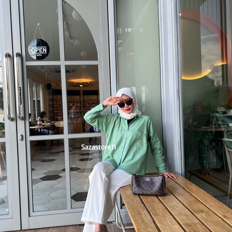 Kemeja Linen Oversized - Oversize Shirt-OVERSIZE MINT