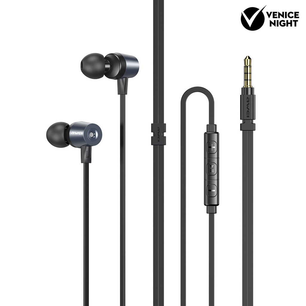 (VNEP) (Berkabel) L1 Earphone In-ear Stereo Sound Black Headphone dengan Mic untuk MP3