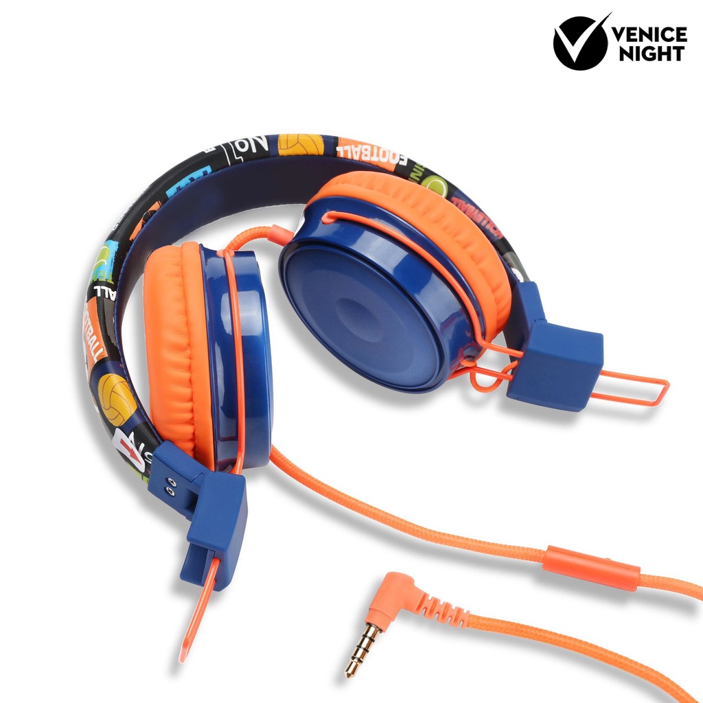 (VNEP) (Berkabel) Headphone Adjustable Lipat ABS Over Ear Headset untuk Anak Anak