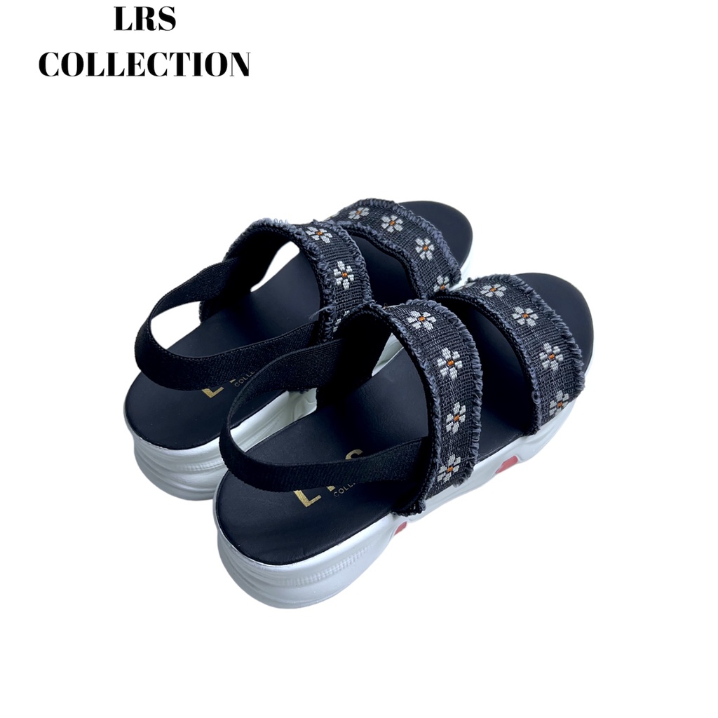 sandal wanita lrs collcetion ban dua webing insole high motif bunga