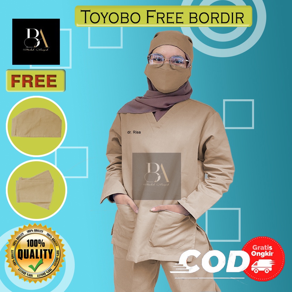 FREE BORDIR NAMA BAJU OKA OK SERAGAM DOKTER PERAWAT BIDAN TOYOBO LENGAN PANJANG