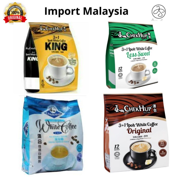 

KOPI CHEK HUP 3 IN 1 IPOH WHITE COFFEE ALL VARIAN IMPORT MALAYSIA
