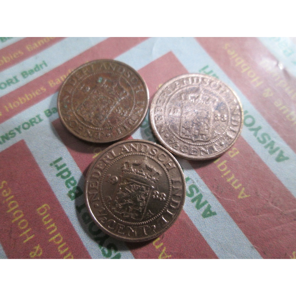 koin benggol nederlandsch indie 0.5 cent 1933 iklan m113