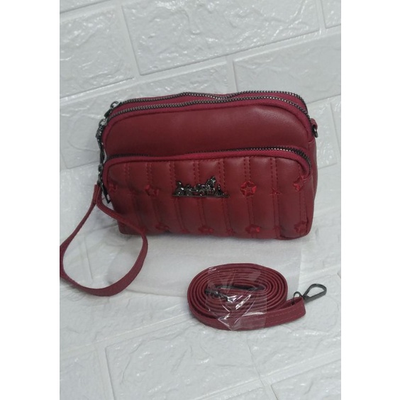 Tas dompet hp wanita selempang import 3 resleting terbaru murah