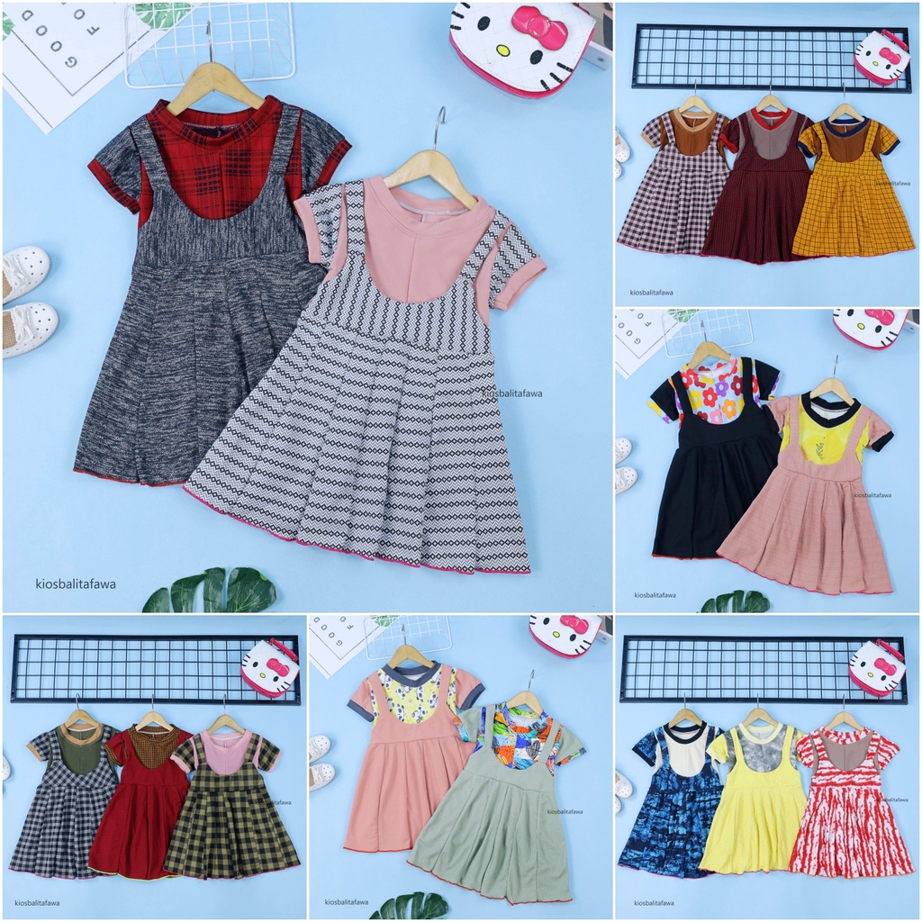 Dress Nagita size 1-2 Tahun / Baju Balita Lengan Pendek Dres Anak Perempuan Murah Adem Grosir
