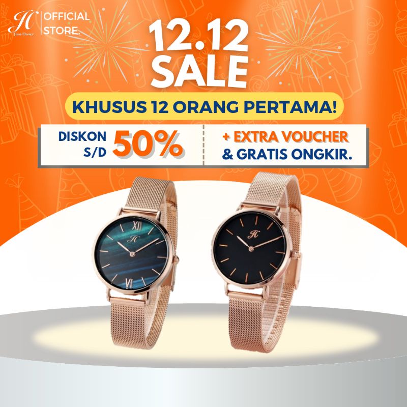 JAM TANGAN WANITA TALI STRAP ALOY METAL STAINLESS PASIR MESH GRADASI TYPE 8003 BY JIMS HONEY ORIGINA