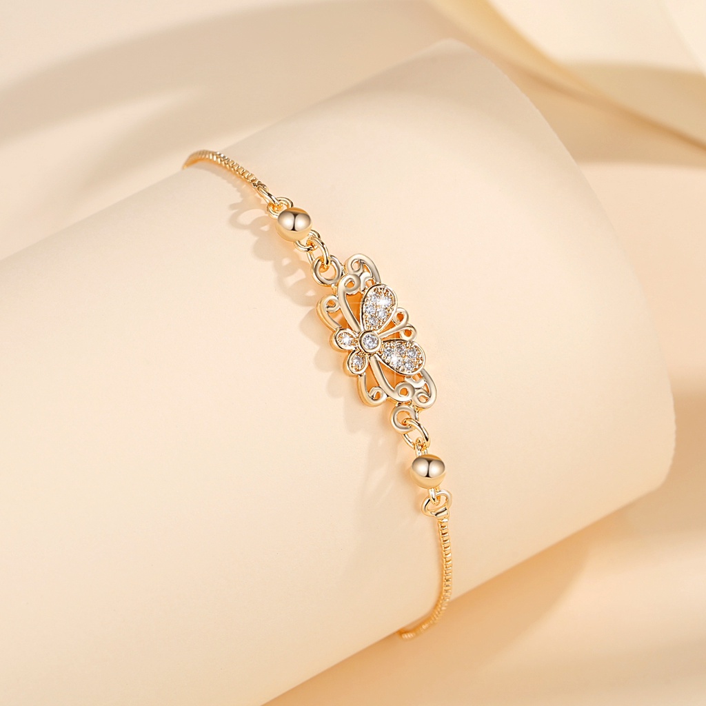 Y884 [COD✔]Gelang Serut Wanita Titanium Lapis Emas Kristal Berlian Perhiasan Anti Karat