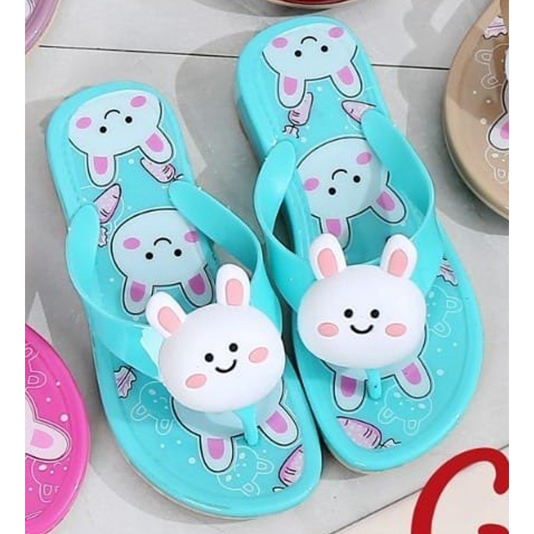 Sandal Japit Anak Wanita Jelly Glanzton Motif Bunny Murah
