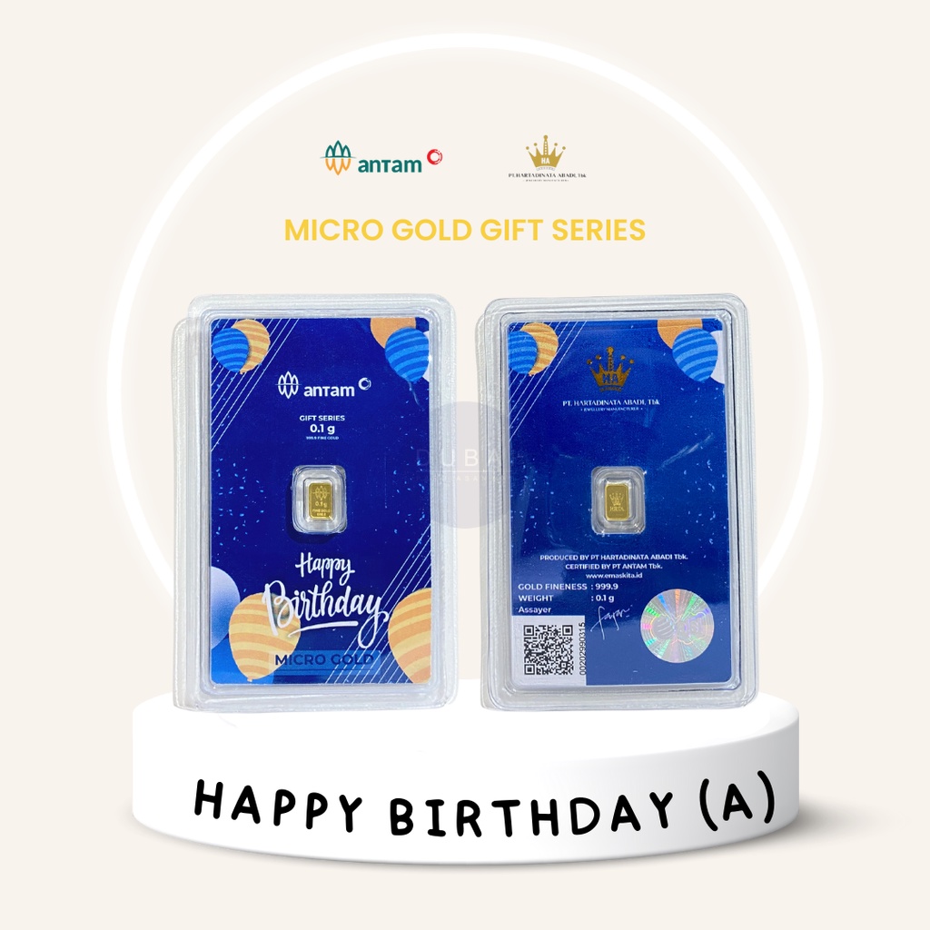 Logam Mulia LM gift series Happy Birthday Selamat Ulang Tahun berat 0.1 gr & 0.25 gr Antam x Hartadi