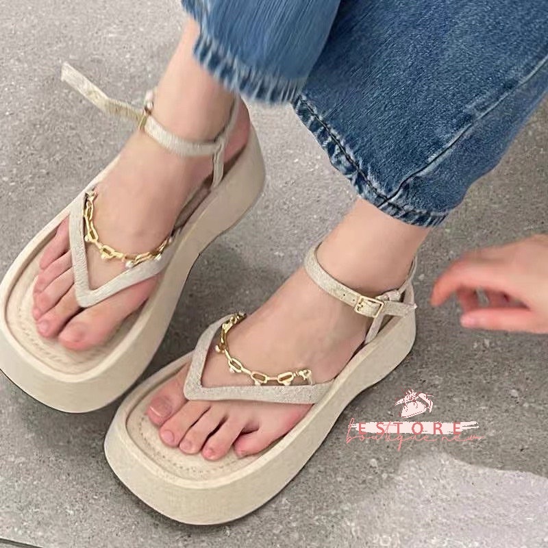 Sandal Tinggi Wanita with Chain