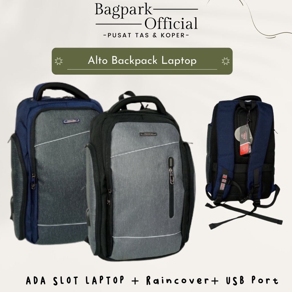 Tas Ransel Pria Alto Original Backpack Laptop Tas Anak Sekolah Tas Kerja Kuliah Usb Sport Free Raincover