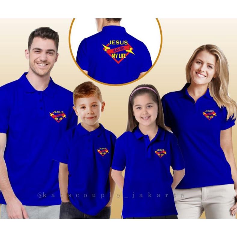 PRODUK- KAOS POLO KERAH /BAJU ROHANI SALIB JESUS SAVED SALIB YESUS COUPLE KELUARGA AYAH IBU ANAK /SE