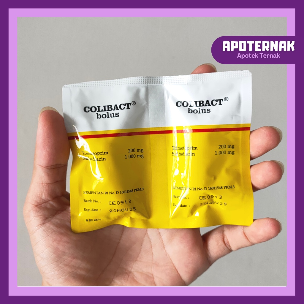 COLIBACT Bolus 1 pcs | Obat Antibiotik Hewan Diare Batuk Pilek | Infeksi Saluran Pencernaan Pernafasan Kemih | SANBE | Apoternak