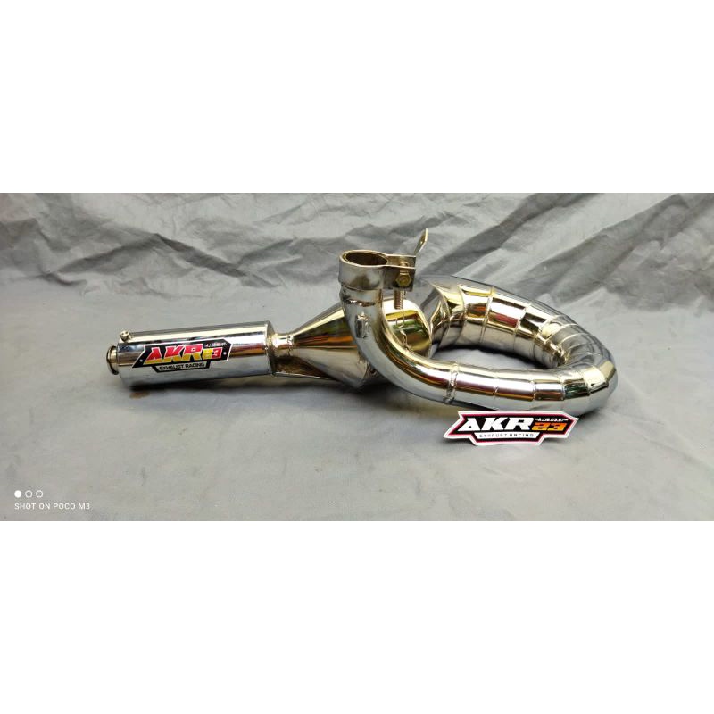 KNALPOT VESPA RACING KANAN PENDEK FULL CROOME AKR23