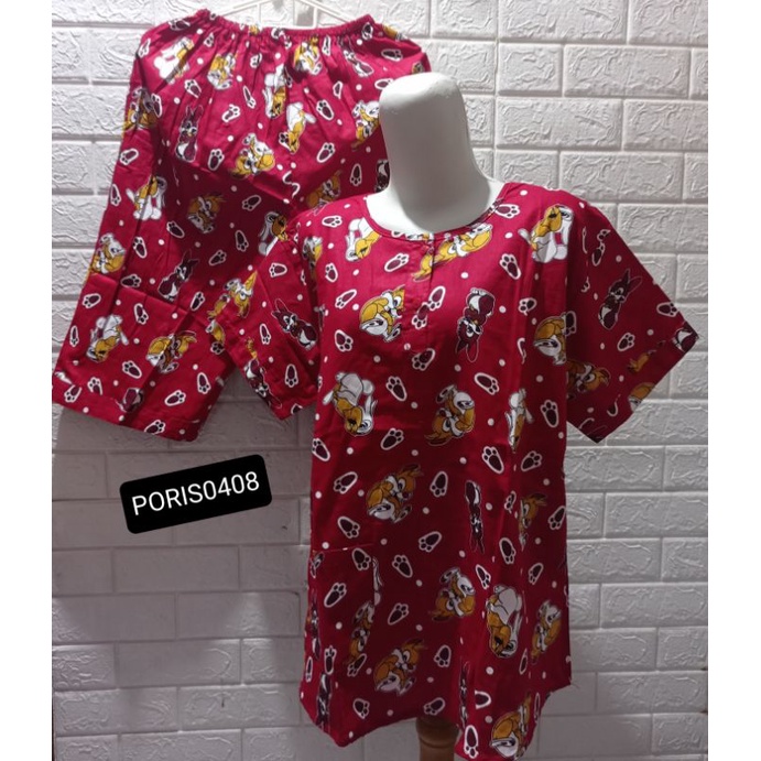 Baju Tidur &quot;HOKI&quot; katun Wanita Celana 3/4 (Squirrel)