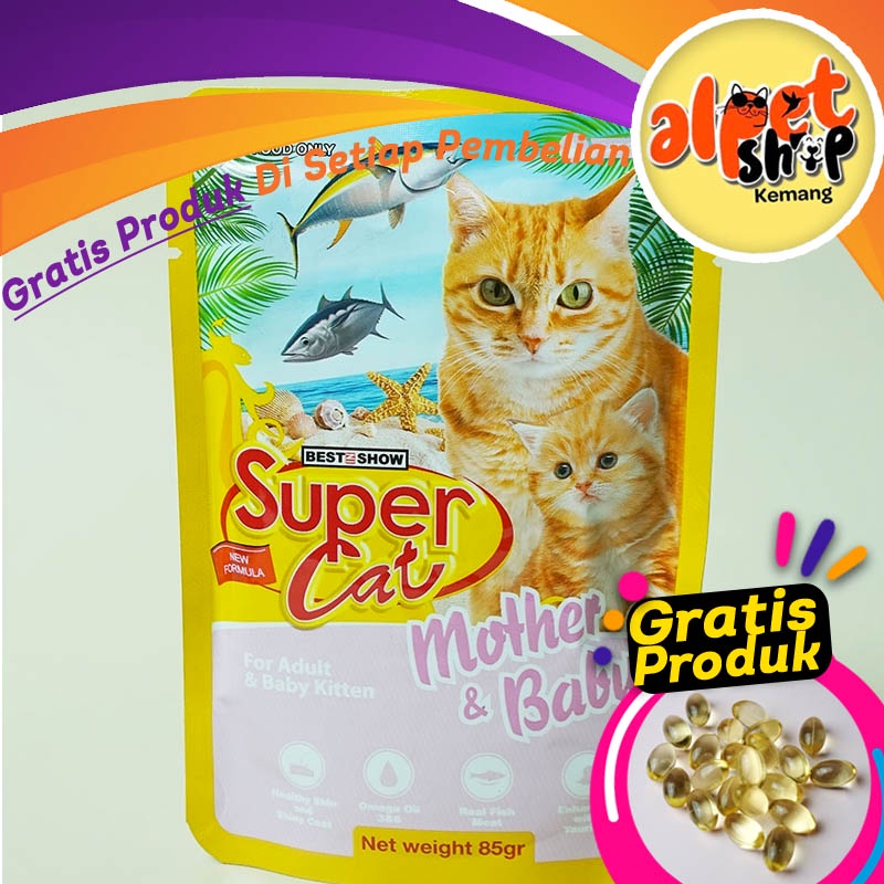 SUPERCAT Pouch Mother Baby 85gr - Makanan Kucing Free Fish Oil