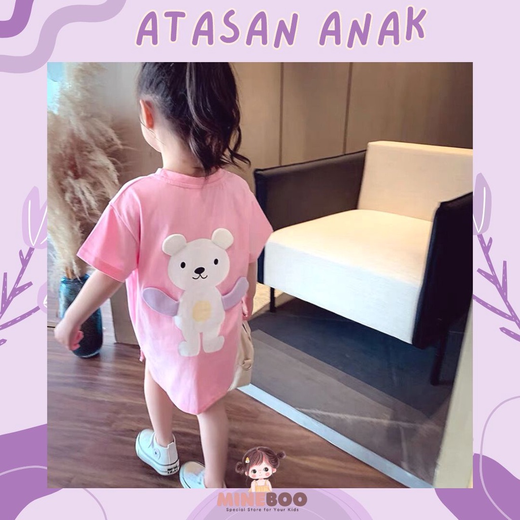 mineboo - DRESS HELLO BEAR Gaun anak perempuan/Baju anak perempuan/rok bayi/Kaos dress anak motif beruang cute import