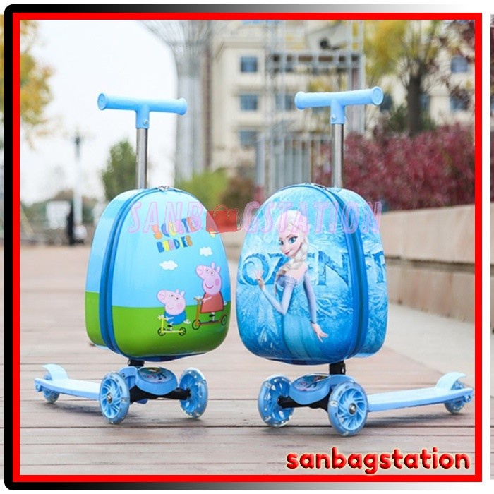 Tas Koper Trolley Scooter Skateboard Import Motif Anak Cewek Cowok Koper Skuter