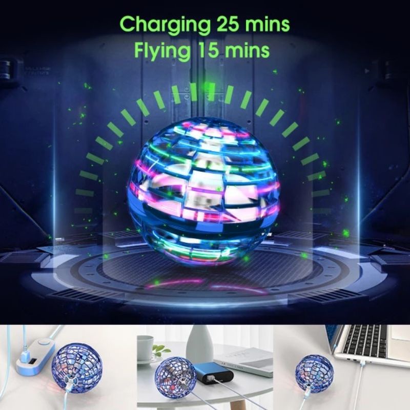 Mainan Anak Bola UFO Terbang Ajaib LED RGB Flynova Magic Flying Spinner Ball