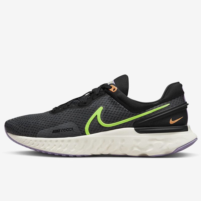 NIKE SEPATU LARI PRIA REACT MILER 3 BLACK/GREEN DD0490-005