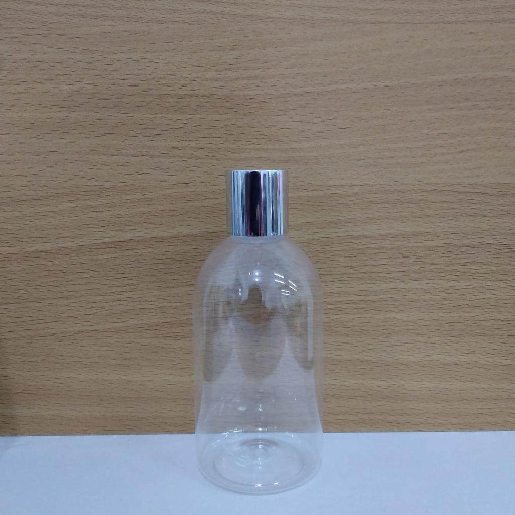 Botol plastik 250ml Oval bening tutup presstop luxury neck