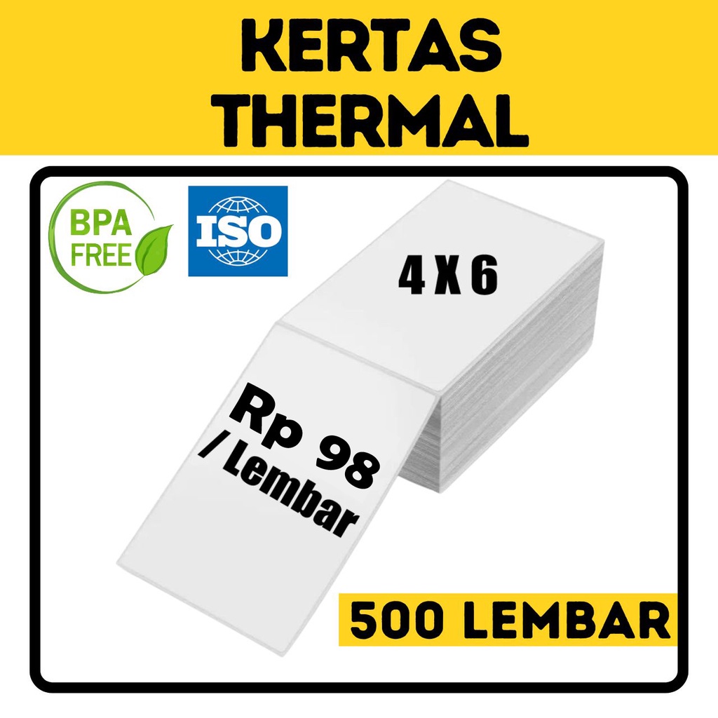 Jual Kertas Thermal Label 500 Lembar / Kertas Resi 500 Lembar / Kertas Thermal Lipat / Label