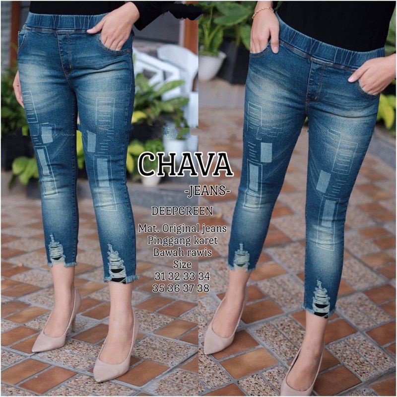 Jegging Jeans Fashion Sobek Furing Melar Terbaru Wanita - Luna Jegging