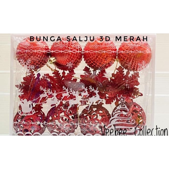 Mainan natal bola 6cm 12pc Mika tas/ gantungan bola natal pohon natal