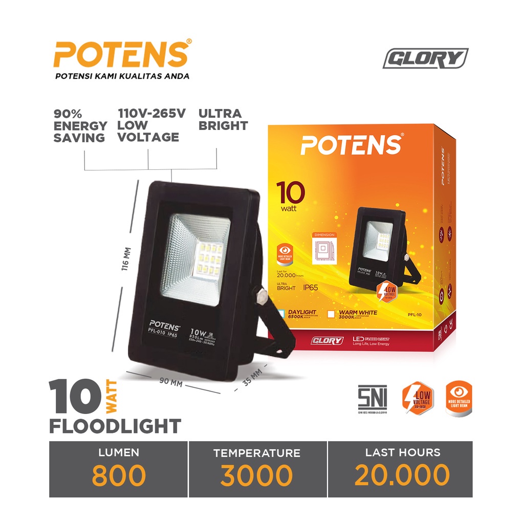 ✤ ACCBAYI✤ PFL 10 20 30 50 100 Potens Lampu LED Flood Light/Lampu Sorot Warna Kuning LED Watt Garansi Import