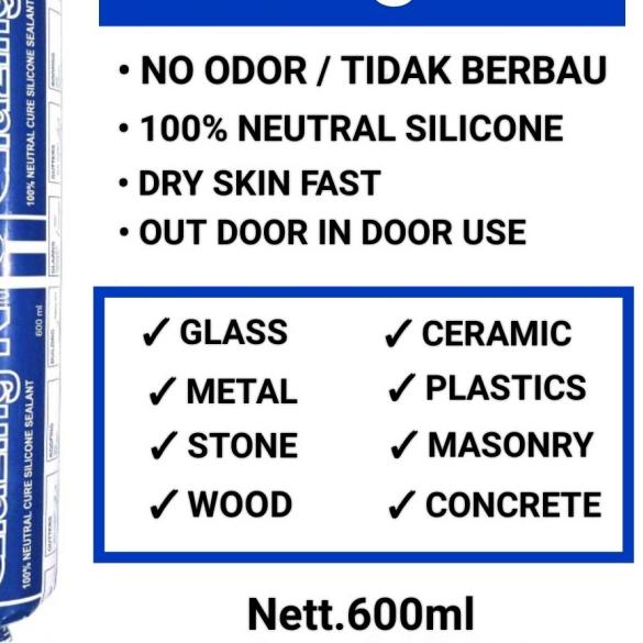 

SILICONE SEALANT SOSIS GLAZING N10 IKA - 600ml NEUTRAL 100% - Putih