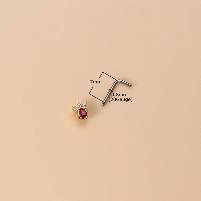 1pc Anting Tindik Hidungtubuh Bahan Stainless Steel Desain Hatibintangmalaikat 20 Gage Hias Zircon