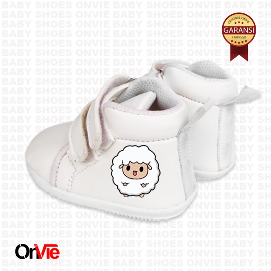 Sepatu Baby Boots Bunyi Motif Animal sheep Laki-Laki Usian 6-12 Bulan Prewalker Motif Binatang Kambing