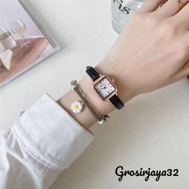 (GROSIRJAYA32) Jam Tangan Wanita Yumna Simple Temperament Square Mini Leisure Sen Female Watches