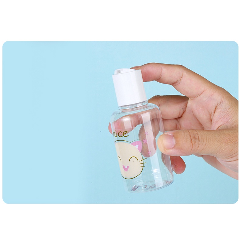 Travel Bottle Set Cartoon Character 1 Set isi Botol Spray Pump Flip Cap Cream Jar Pouch