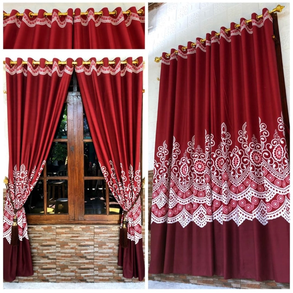 Tirai Kamar Gorden Jendela Tirai Jendela Ring 12 kain Halus Gorden Pintu Ukuran Lebar 135cm Tinggi 220cm