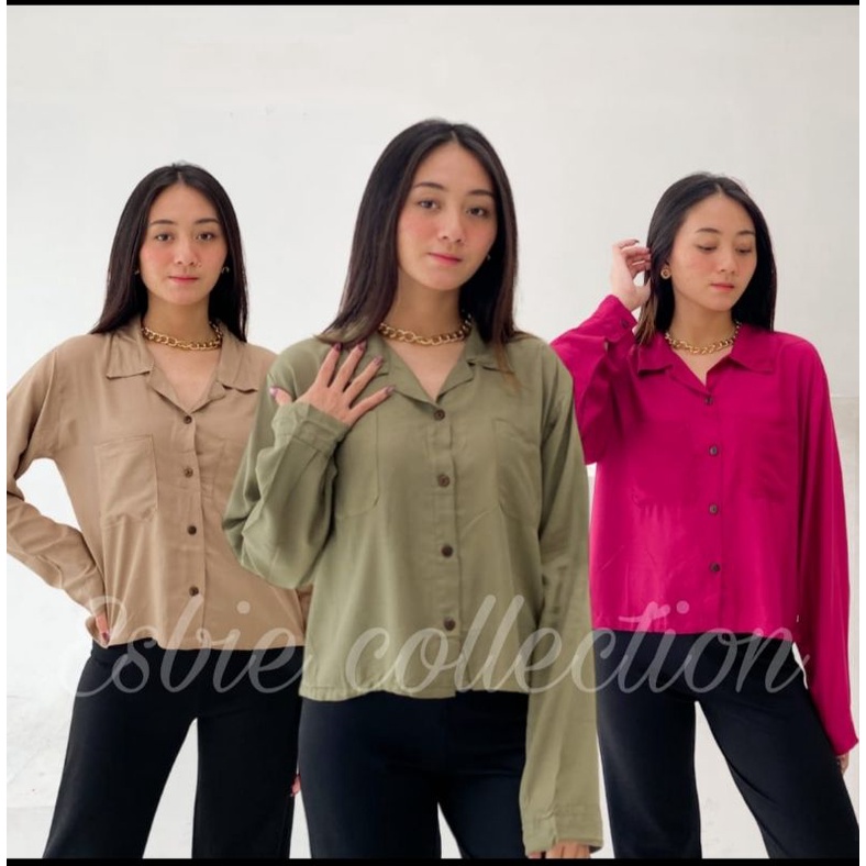 KEMEJA CROP RAYON POCKET - OVERSIZED SHIRT RAYON