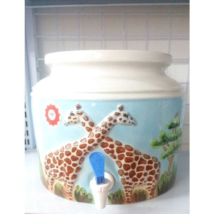 Guci Air / Guci Galon / Guci Keramik Murah Motif Jerapah / Sidoarjo