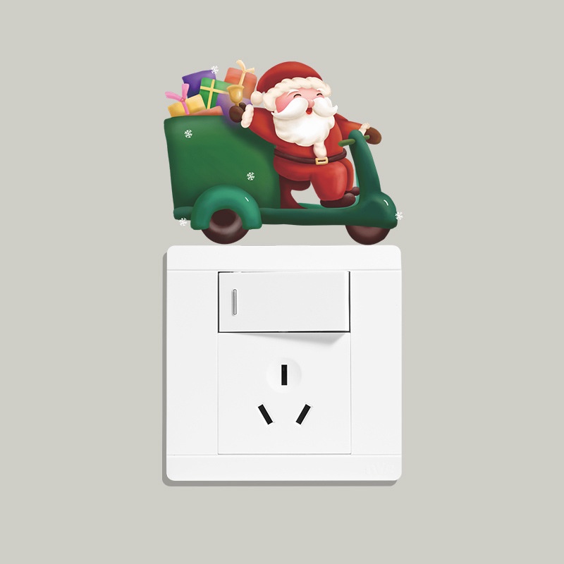 Stiker Saklar Kepribadian Natal Kartun Kepribadian Natal Removable Self-adhesive Switch Stiker Dinding Dekoratif