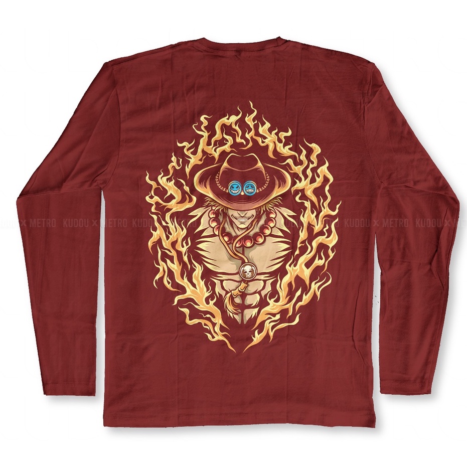 Longsleeve Asce Prodigy Maroon Anime Manga One Piece Portgas D Asce