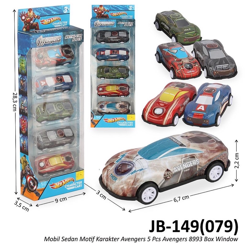 Mainan Mobil Sedan Avengers 5 Pcs Avengers