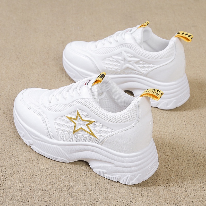 Favorite &quot;FREE BOX&quot; Sneakers Wanita Fashion Korea Berlogo Bintang Glitter 9190