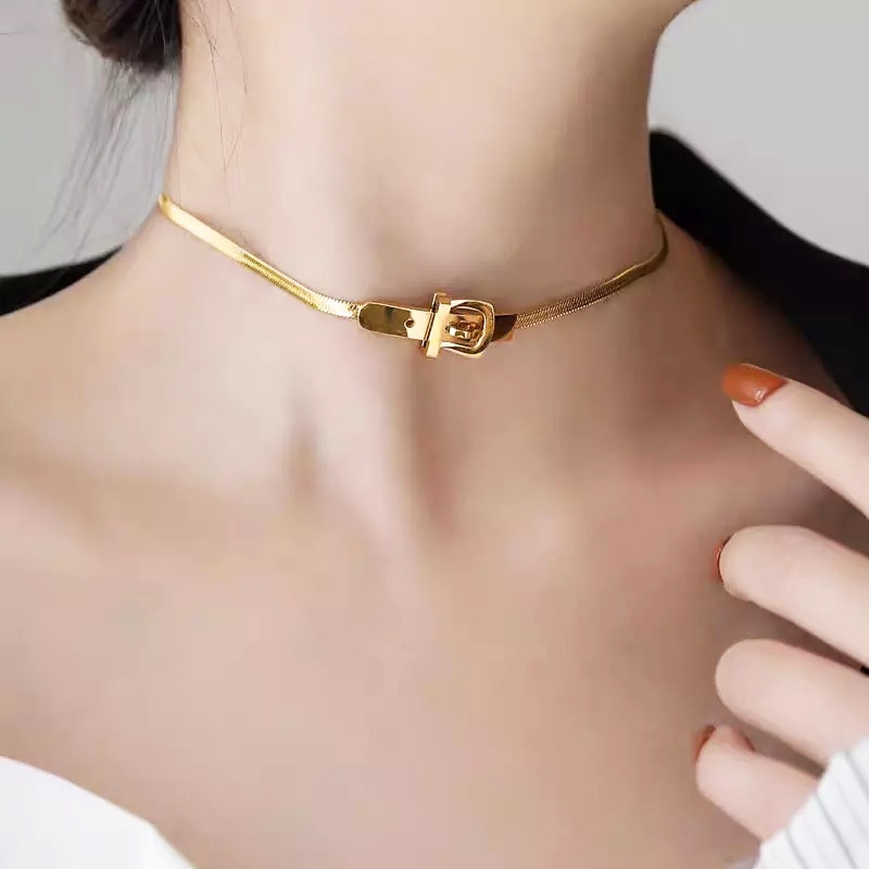 KT 026 Kalung Choker Titanium Model Sabuk Perhiasan Pengganti Emas Anti Karat Selamanya Aksesoris Titan Luxx Xuping