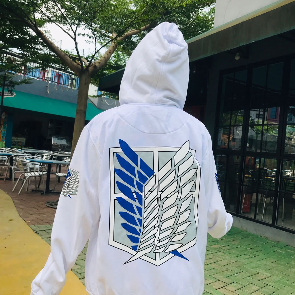 Jaket SNK Survey Corps WHITE Attack on Titan Cotton Fleece Anime