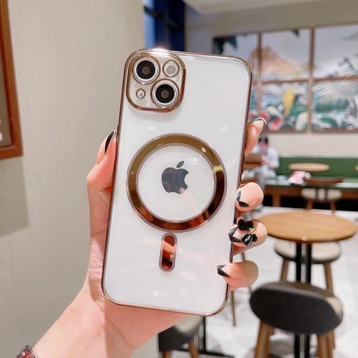 

plating gold case magsafe casing iphone 11 12 13 pro max magnetic