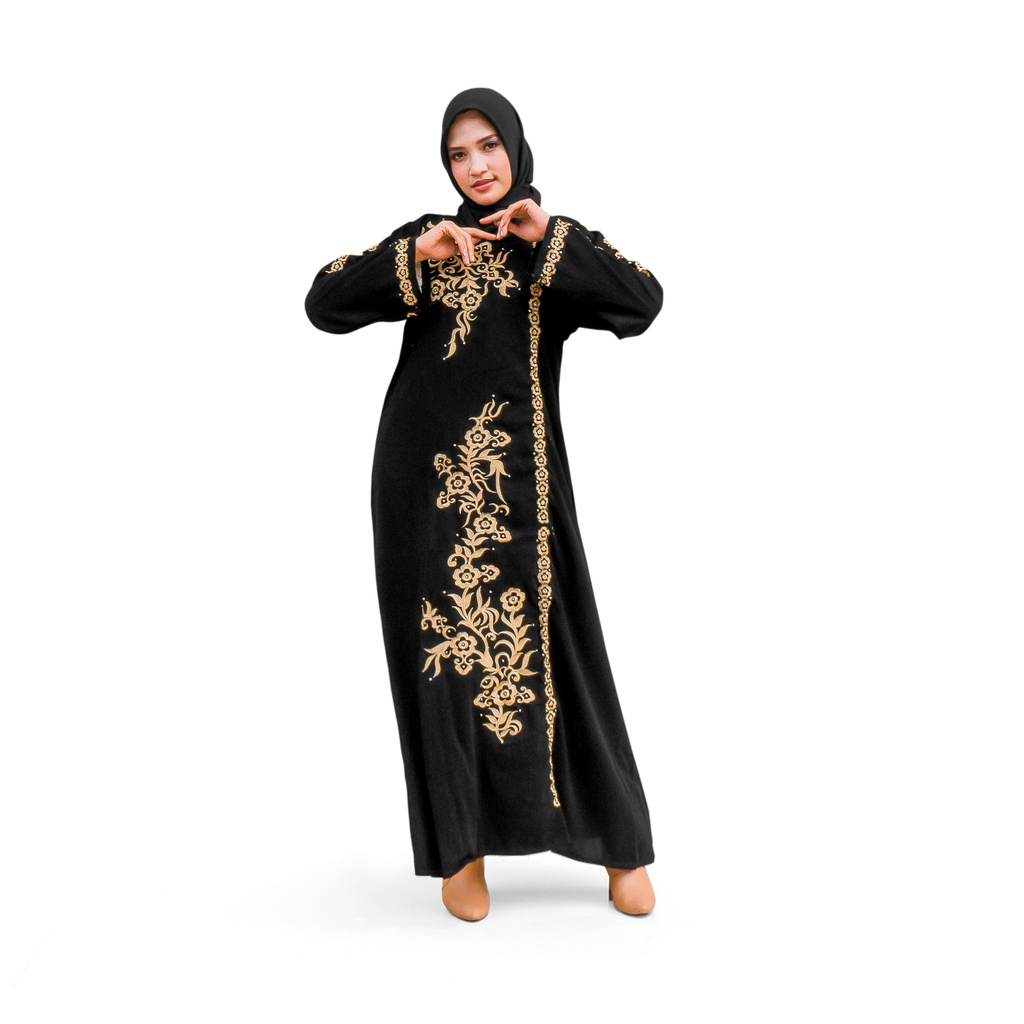 Salaf Boutique Of Abaya-Abaya Gamis Hitam Turkey Bahan Jetblack-dress hitam muslim-abaya dubai-gamis abaya turkey-gamis hitam arab 908