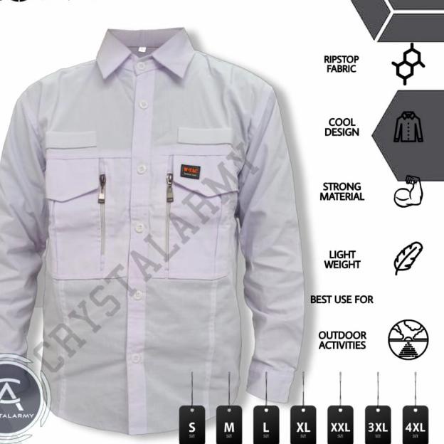 Kemeja tactical w-tac tangan panjang - Putih, S