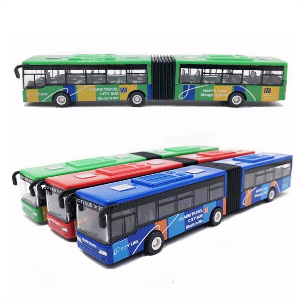 Quinton Diecast Bus Mainan Balita Anak Hadiah Untuk Kendaraan Mainan Anak Laki-Laki Model Bis Mobil Mainan Edukasi Pull Back and Go Articulated Bus