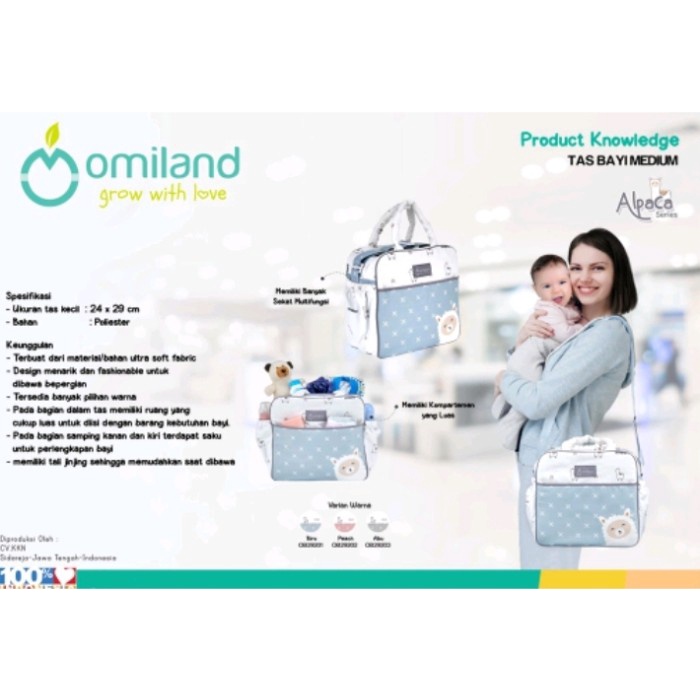 Diaper Bag Omiland Tas Bayi Medium Saku Print Alpaca Series - Ob 29201-4