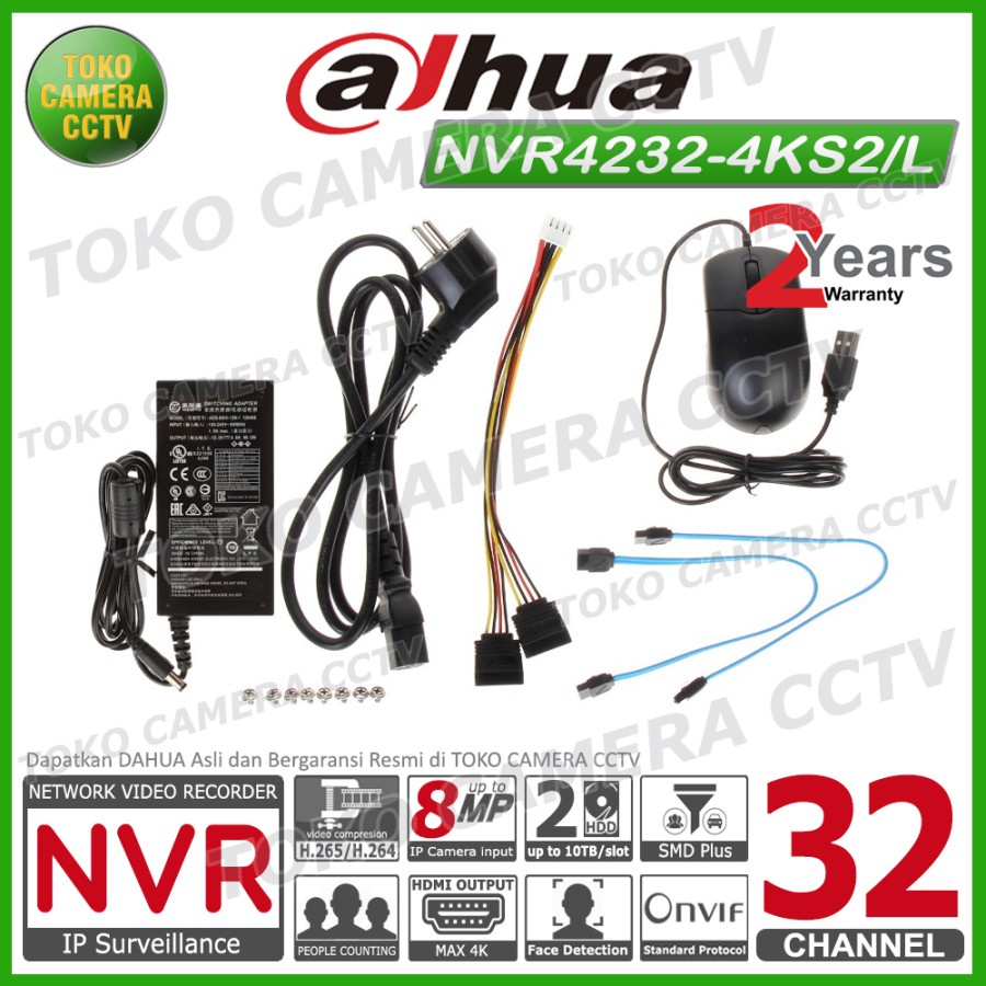 NVR DAHUA 32 CHANNEL NVR4232-4KS2/L NVR 32CH IP CAMERA
